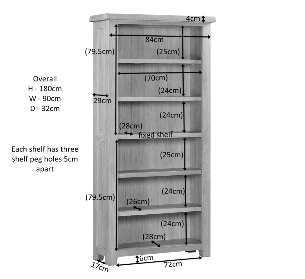 Warwick Oak Tall Wide Bookcase